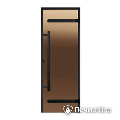 Дверь для бани Harvia Стеклянная дверь для сауны LEGEND 8/19 черная коробка сосна бронза  D81901МL в Барнауле